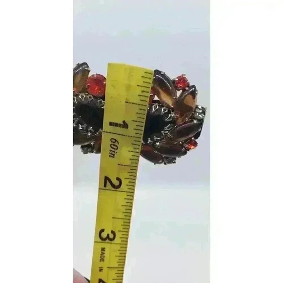 Vintage 60s Big Earrings Rhinestone Molded Glass Chunky Big Statement - Picture 10 of 10